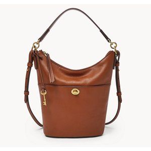New Fossil Talulla Small Hobo Leather Brandy Brown